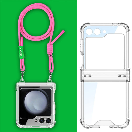 For Samsung Galaxy Z Flip5 GKK Airbag Hinge Full Coverage Phone Case with Crossbody Rope(Pink) - Galaxy Z Flip5 Cases by GKK | Online Shopping UK | buy2fix