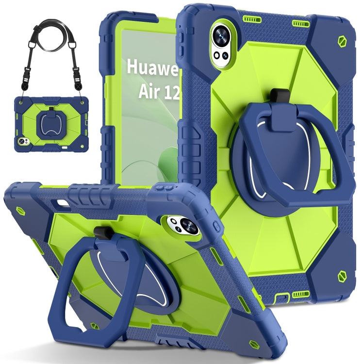 For Huawei MatePad Air 12 2024 Contrast Color Robot Silicone Hybrid PC Tablet Case(Navy Yellow Green) - Huawei by buy2fix | Online Shopping UK | buy2fix