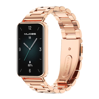 For Honor Band 9 MIJOBS Three-Beads Stainless Steel Watch Band(Rose Gold) - Watch Bands by MIJOBS | Online Shopping UK | buy2fix