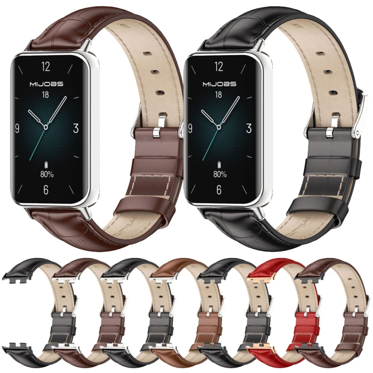 For Honor Band 9 MIJOBS Cowhide Leather Watch Band(Bamboo Red Rose Gold) - Watch Bands by MIJOBS | Online Shopping UK | buy2fix