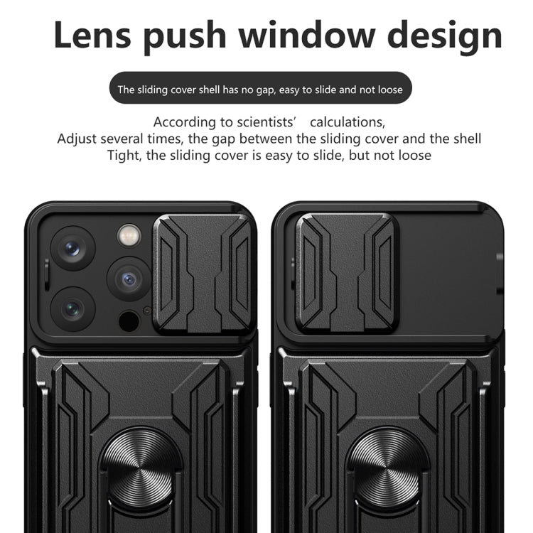 For iPhone 16 Pro Sliding Camshield TPU+PC Phone Case with Card Slot(Black) - iPhone 16 Pro Cases by buy2fix | Online Shopping UK | buy2fix