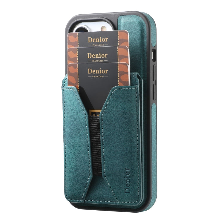 For iPhone 16 Pro Max Denior D18 Skin Feel Rotating Holder MagSafe Detachable Card Slot Phone Case(Blue) - iPhone 16 Pro Max Cases by Denior | Online Shopping UK | buy2fix