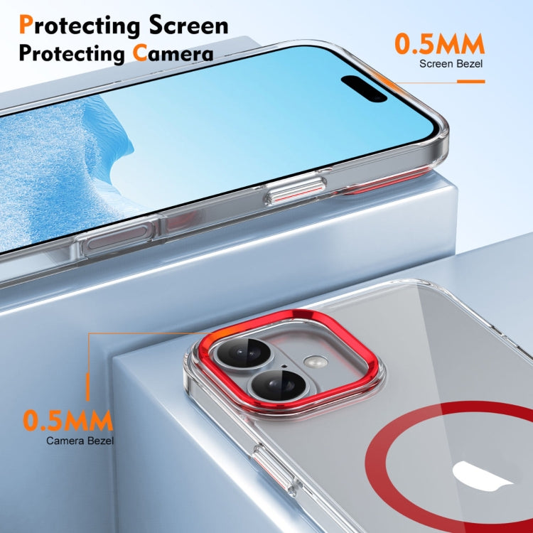 For iPhone 16 Ice Feel HD Transparent MagSafe PC Full Coverage Phone Case(Red) - iPhone 16 Cases by buy2fix | Online Shopping UK | buy2fix