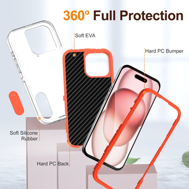 For iPhone 16 Pro Max Rugged PC + Silicone Phone Case with Holder(Transparent+Orange) - iPhone 16 Pro Max Cases by buy2fix | Online Shopping UK | buy2fix