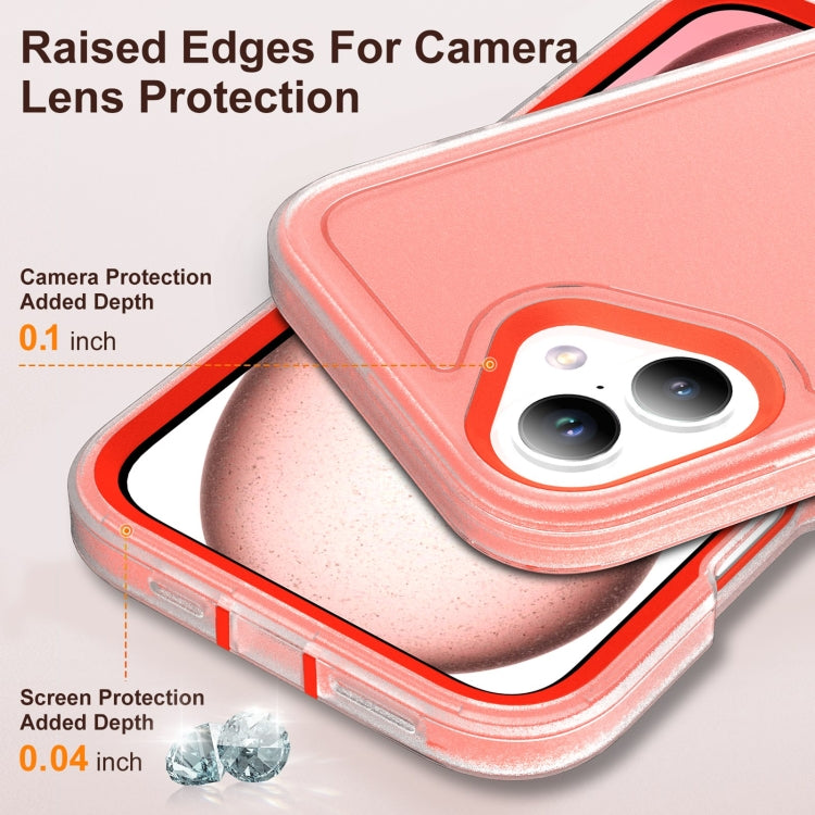 For iPhone 16 Plus Rugged PC + Silicone Phone Case with Holder(Transparent+Orange) - iPhone 16 Plus Cases by buy2fix | Online Shopping UK | buy2fix