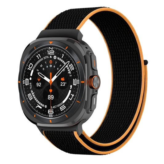 For Samsung Galaxy Watch Ultra 47mm Plastic Connector Nylon Loop Watch Band(Black Orange) - Watch Bands by buy2fix | Online Shopping UK | buy2fix