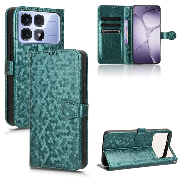 For Redmi K70 Ultra Honeycomb Dot Texture Leather Phone Case(Green) - Xiaomi Cases by buy2fix | Online Shopping UK | buy2fix