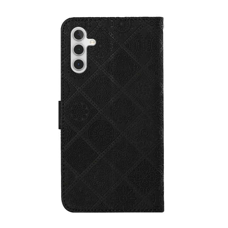 For Samsung Galaxy S25 5G Ethnic Style Embossed Pattern Leather Phone Case(Black) - Galaxy S25 5G Cases by buy2fix | Online Shopping UK | buy2fix