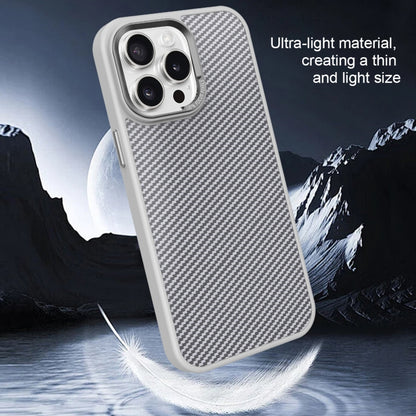 For iPhone 14 Carbon Fiber Texture MagSafe Magnetic Shockproof Phone Case(Grey) - iPhone 14 Cases by buy2fix | Online Shopping UK | buy2fix