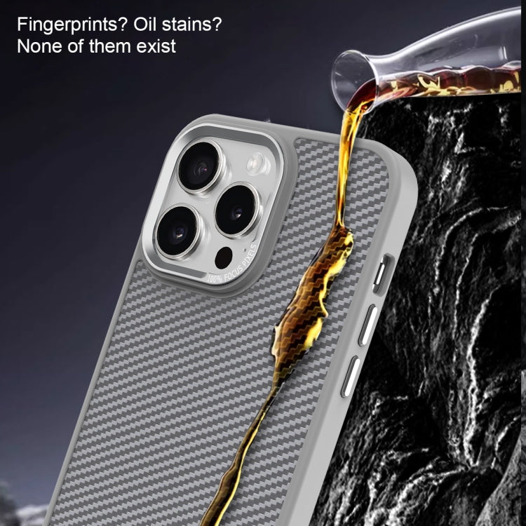 For iPhone 16 Pro Carbon Fiber Texture MagSafe Magnetic Shockproof Phone Case(Grey) - iPhone 16 Pro Cases by buy2fix | Online Shopping UK | buy2fix