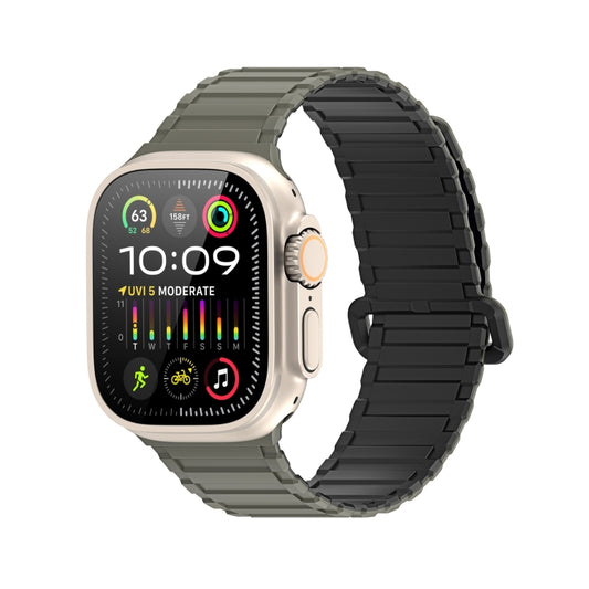 For Apple Watch Series 2 42mm DUX DUCIS KJ Series Magnetic Buckle Silicone Watch Band(Black Green) - Watch Bands by DUX DUCIS | Online Shopping UK | buy2fix