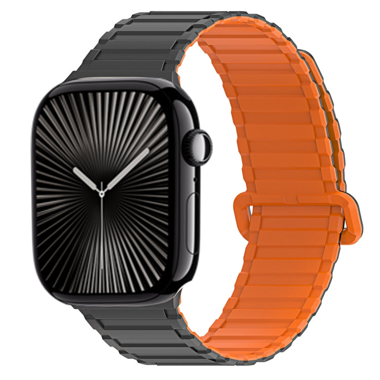 For Apple Watch Series 10 46mm DUX DUCIS KJ Series Magnetic Buckle Silicone Watch Band(Black Orange) - Watch Bands by DUX DUCIS | Online Shopping UK | buy2fix