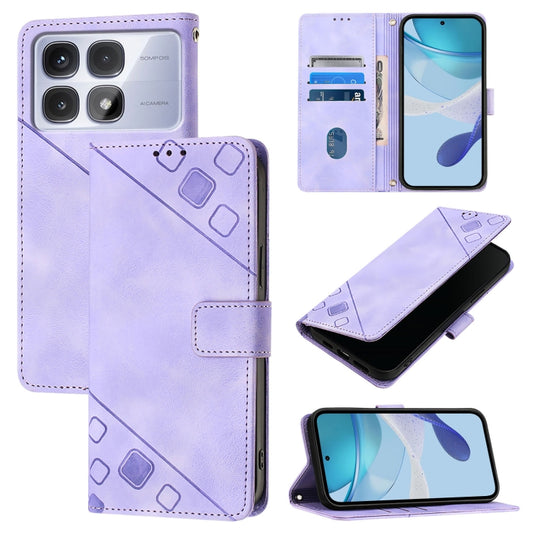 For Redmi K70 Ultra 5G Global Skin-feel Embossed Leather Phone Case(Light Purple) - Xiaomi Cases by buy2fix | Online Shopping UK | buy2fix