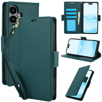 For iPhone 16 Plus Side Buckle RFID Anti-theft Leather Phone Case(Green) - iPhone 16 Plus Cases by buy2fix | Online Shopping UK | buy2fix