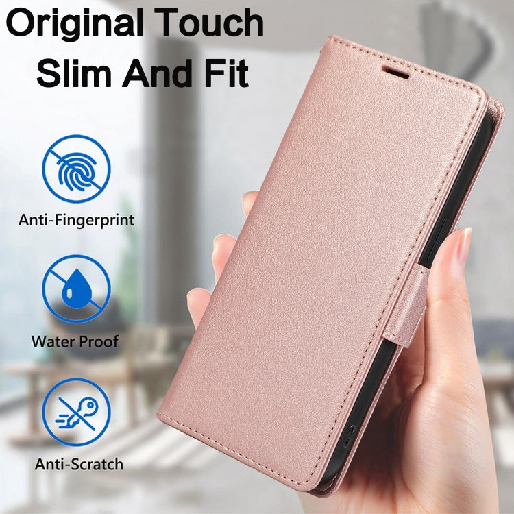 For iPhone 16 Pro Max Side Buckle RFID Anti-theft Leather Phone Case(Rose Gold) - iPhone 16 Pro Max Cases by buy2fix | Online Shopping UK | buy2fix