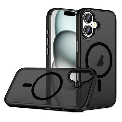 For iPhone 16 Plus Skin Feel Frosted MagSafe Magnetic Phone Case(Transparent Black) - iPhone 16 Plus Cases by buy2fix | Online Shopping UK | buy2fix