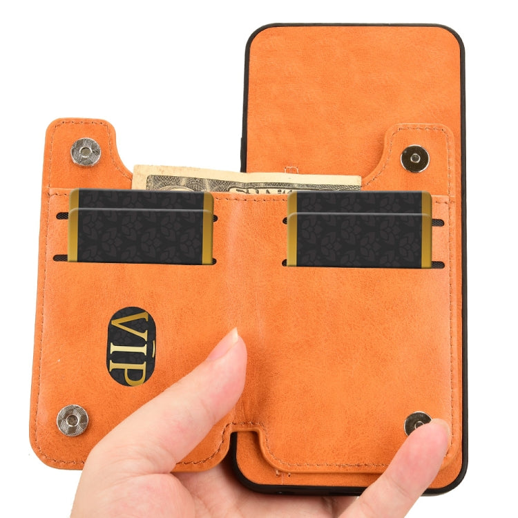 For Redmi K70 Ultra Cow Pattern Sewing Card Bag Phone Case(Orange) - Xiaomi Cases by buy2fix | Online Shopping UK | buy2fix