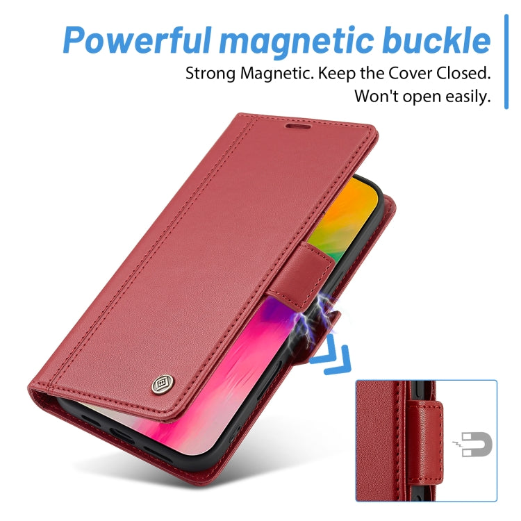 For iPhone 16 Plus LC.IMEEKE Skin-friendly Card Slots Leather Phone Case(Red) - iPhone 16 Plus Cases by LC.IMEEKE | Online Shopping UK | buy2fix