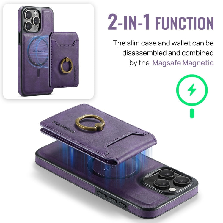 For iPhone 15 Pro Max DG.MING K1 MagSafe Detachable Wallet RFID Back Cover Phone Case(Purple) - iPhone 15 Pro Max Cases by DG.MING | Online Shopping UK | buy2fix