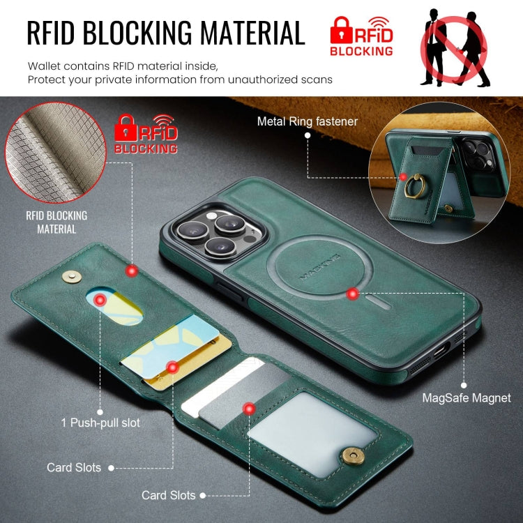 For iPhone 14 Pro DG.MING K1 MagSafe Detachable Wallet RFID Back Cover Phone Case(Green) - iPhone 14 Pro Cases by DG.MING | Online Shopping UK | buy2fix