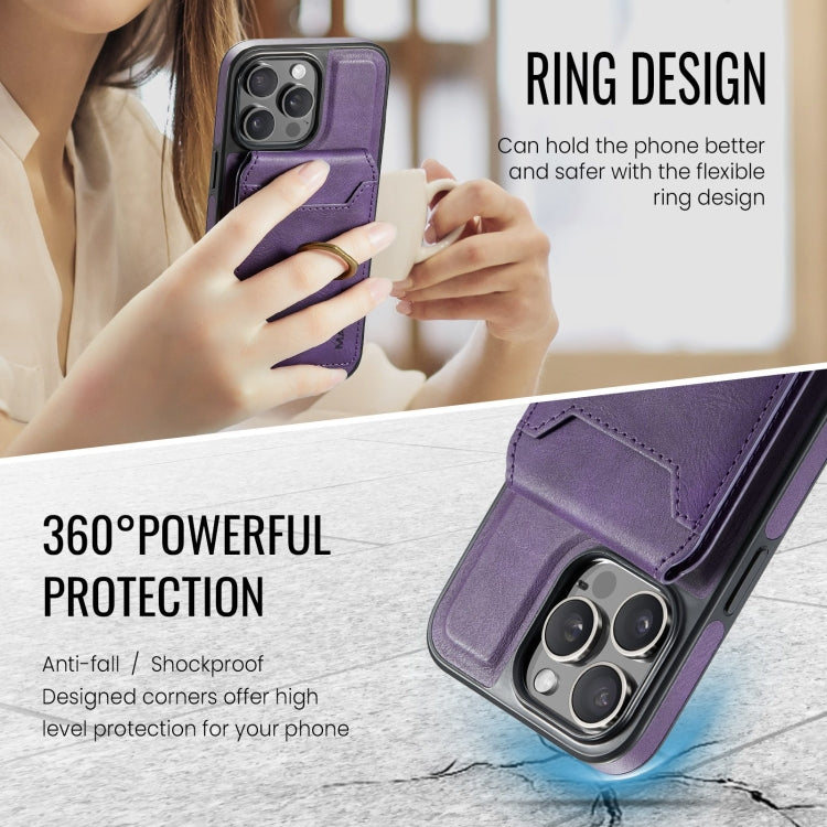 For iPhone 13 DG.MING K1 MagSafe Detachable Wallet RFID Back Cover Phone Case(Purple) - iPhone 13 Cases by DG.MING | Online Shopping UK | buy2fix