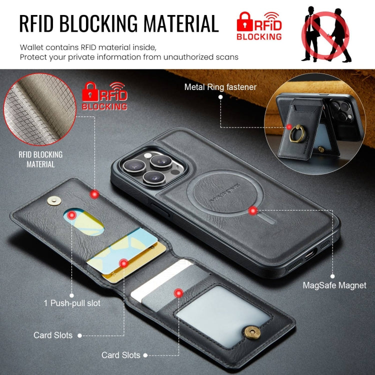 For iPhone 12 Pro DG.MING K1 MagSafe Detachable Wallet RFID Back Cover Phone Case(Black) - iPhone 12 / 12 Pro Cases by DG.MING | Online Shopping UK | buy2fix