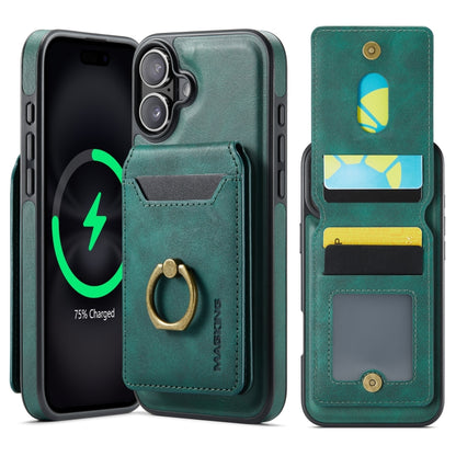 For iPhone 16 DG.MING K1 MagSafe Detachable Wallet RFID Back Cover Phone Case(Green) - iPhone 16 Cases by DG.MING | Online Shopping UK | buy2fix