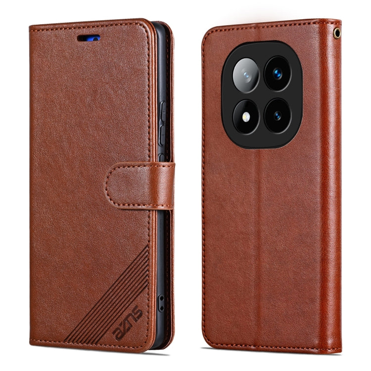 For Redmi Note 14 Pro 5G AZNS Sheepskin Texture Flip Leather Phone Case(Brown) - Note 14 Pro Cases by AZNS | Online Shopping UK | buy2fix