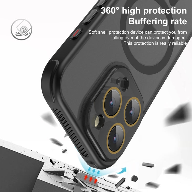 For iPhone 16 Plus Side Cooling Skin Feel Frosted MagSafe Magnetic Phone Case(Black) - iPhone 16 Plus Cases by buy2fix | Online Shopping UK | buy2fix