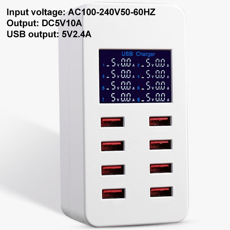 A8B 50W 8 Ports USB Smart Charging Station with Digital Display, Plug:AU Plug - Multifunction Charger by buy2fix | Online Shopping UK | buy2fix