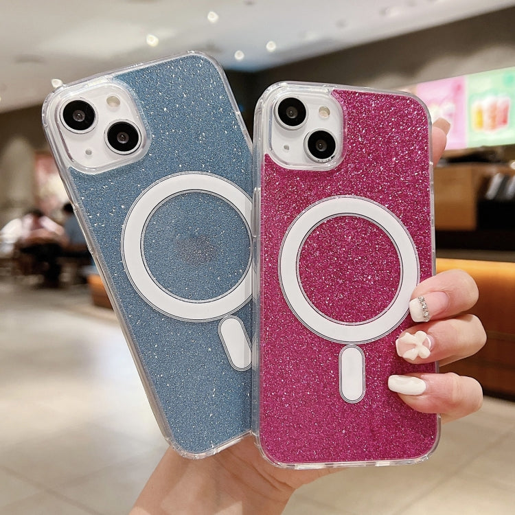 For iPhone 13 Acrylic Transparent Glitter MagSafe Phone Case(Blue) - iPhone 13 Cases by buy2fix | Online Shopping UK | buy2fix