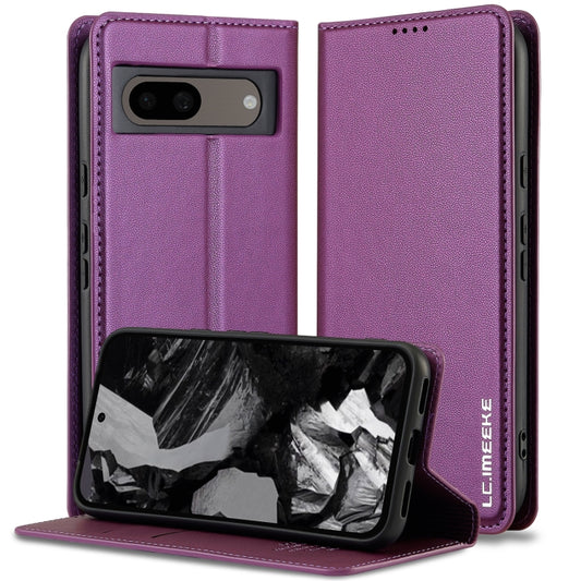 For Google Pixel 7A LC.IMEEKE L1 Series Frosted Fine Texture PU Phone Case(Purple) - Google Cases by LC.IMEEKE | Online Shopping UK | buy2fix