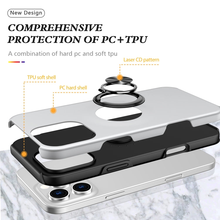 For iPhone 16 Pro PC Hybrid TPU Magnetic Ring Holder Phone Case(Silver) - iPhone 16 Pro Cases by buy2fix | Online Shopping UK | buy2fix