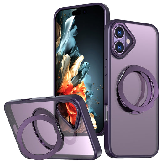 For iPhone 16 Plus Wing Series MagSafe Magnetic Ring Holder Phone Case(Dark Purple) - iPhone 16 Plus Cases by buy2fix | Online Shopping UK | buy2fix