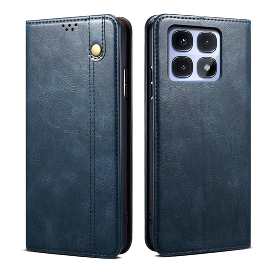 For Redmi K70 Ultra 5G Oil Wax Crazy Horse Texture Leather Phone Case(Blue) - Xiaomi Cases by buy2fix | Online Shopping UK | buy2fix