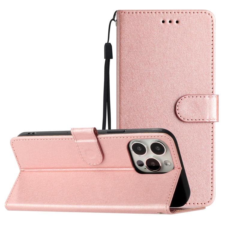 For iPhone 16 Pro Max Silk Texture Horizontal Flip Leather Phone Case(Rose Gold) - iPhone 16 Pro Max Cases by buy2fix | Online Shopping UK | buy2fix