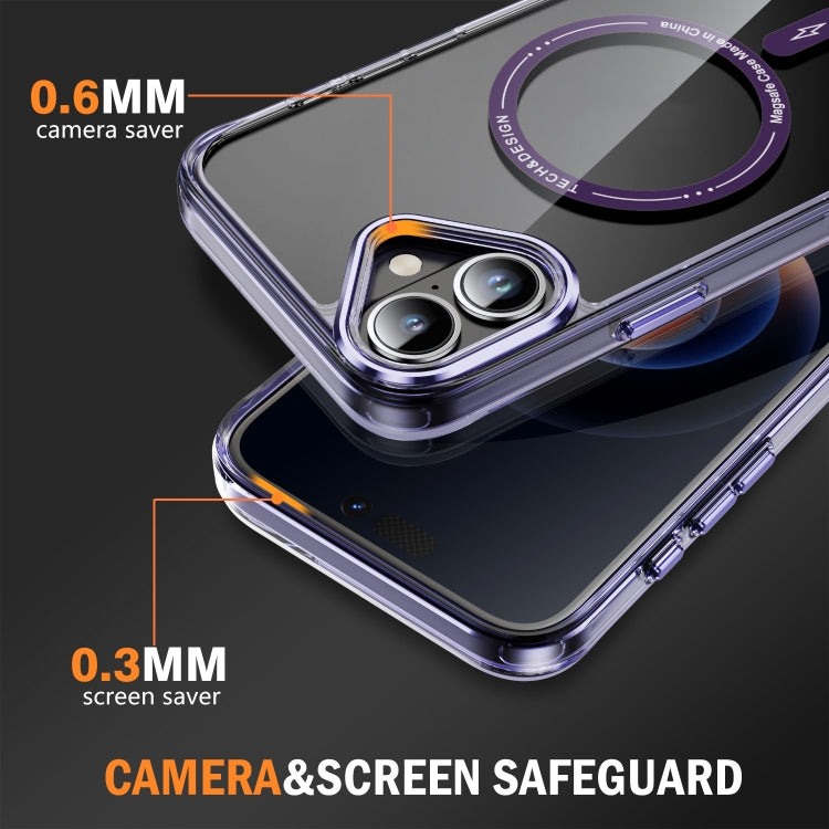 For iPhone 16 Airbag Magsafe PC Hybrid TPU Phone Case(Clear Purple) - iPhone 16 Cases by buy2fix | Online Shopping UK | buy2fix