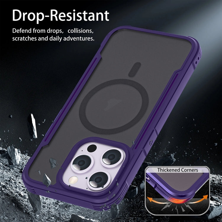 For iPhone 16 Skin Feel Frosted MagSafe Magnetic PC Hybrid TPU Phone Case(Purple) - iPhone 16 Cases by buy2fix | Online Shopping UK | buy2fix