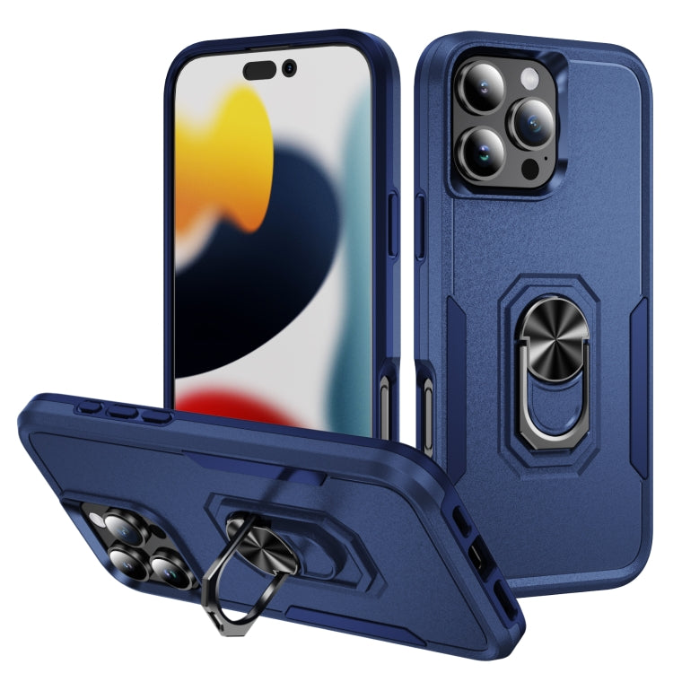 For iPhone 16 Pro Pioneer Armor Heavy Duty PC + TPU Phone Case with Holder(Blue) - iPhone 16 Pro Cases by buy2fix | Online Shopping UK | buy2fix