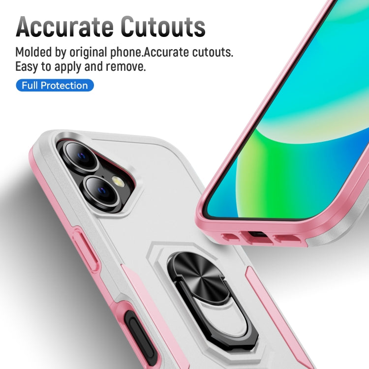 For iPhone 16 Plus Pioneer Armor Heavy Duty PC + TPU Phone Case with Holder(White+Pink) - iPhone 16 Plus Cases by buy2fix | Online Shopping UK | buy2fix