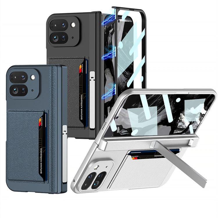 For Google Pixel 9 Pro Fold GKK Integrated Fold Hinge Card Slot Phone Case with Holder(Silver) - Google Cases by GKK | Online Shopping UK | buy2fix