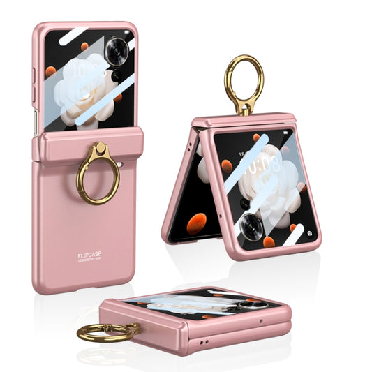 For Honor Magic V Flip GKK Integrated Magnetic Folding Hinge Full Coverage Phone Case with Ring Holder(Pink) - Honor Cases by GKK | Online Shopping UK | buy2fix