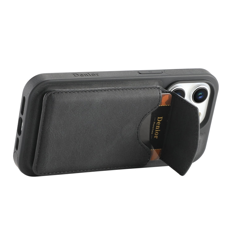 For iPhone 14 Pro Denior D19 Skin Feel MagSafe Detachable Card Slot Phone Case(Black) - iPhone 14 Pro Cases by Denior | Online Shopping UK | buy2fix