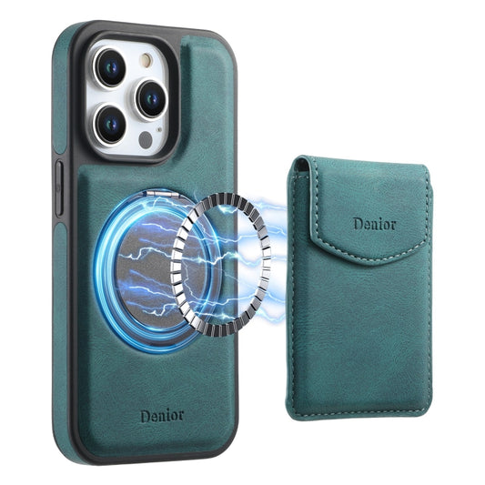 For iPhone 14 Pro Denior D20 Skin Feel MagSafe Holder Detachable Card Slot Phone Case(Blue) - iPhone 14 Pro Cases by Denior | Online Shopping UK | buy2fix