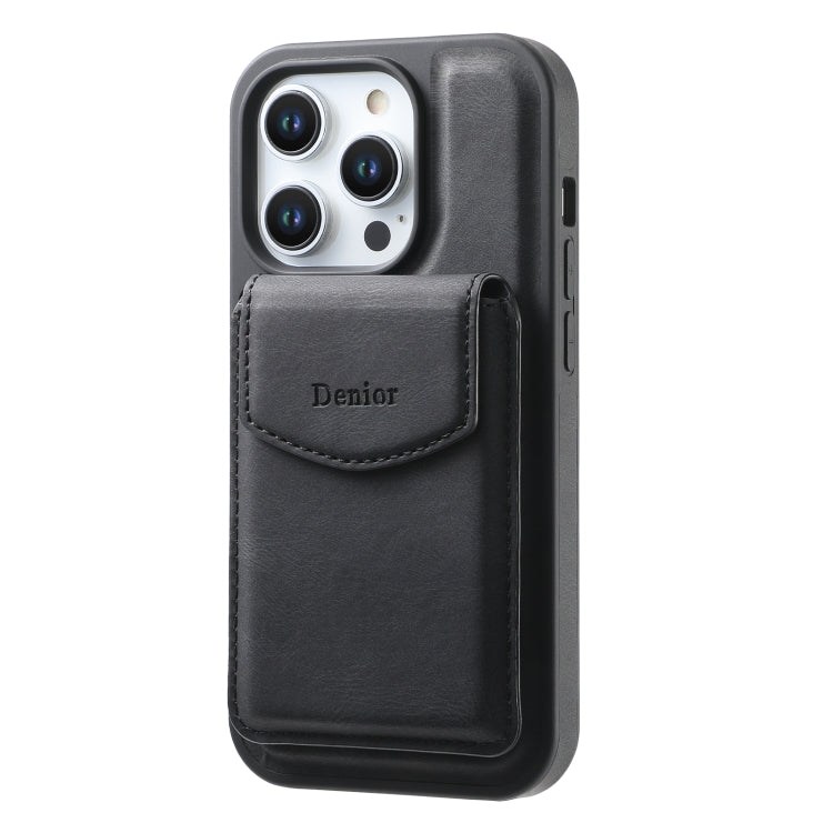 For iPhone 14 Pro Max Denior D20 Skin Feel MagSafe Holder Detachable Card Slot Phone Case(Black) - iPhone 14 Pro Max Cases by Denior | Online Shopping UK | buy2fix