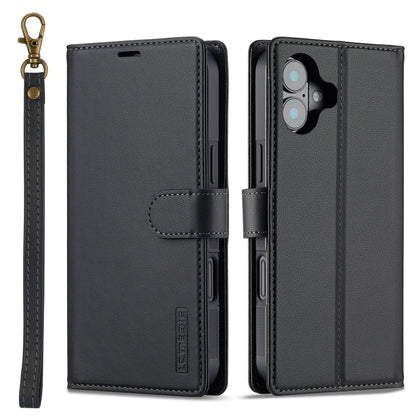 For iPhone 16 LC.IMEEKE L2 Series Detachable Magsafe PU Phone Case with Lanyard(Black) - iPhone 16 Cases by LC.IMEEKE | Online Shopping UK | buy2fix