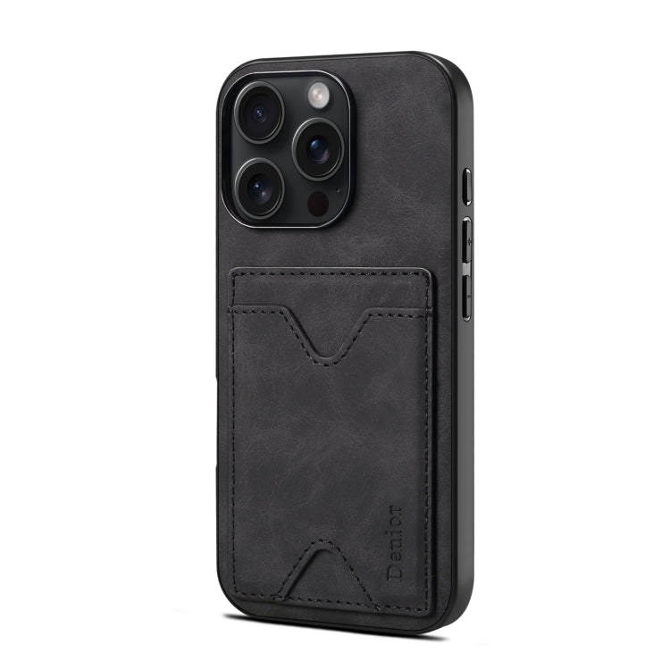 For iPhone 16 Pro Denior D06 PU Back Cover Card Slot Holder Phone Case(Black) - iPhone 16 Pro Cases by Denior | Online Shopping UK | buy2fix