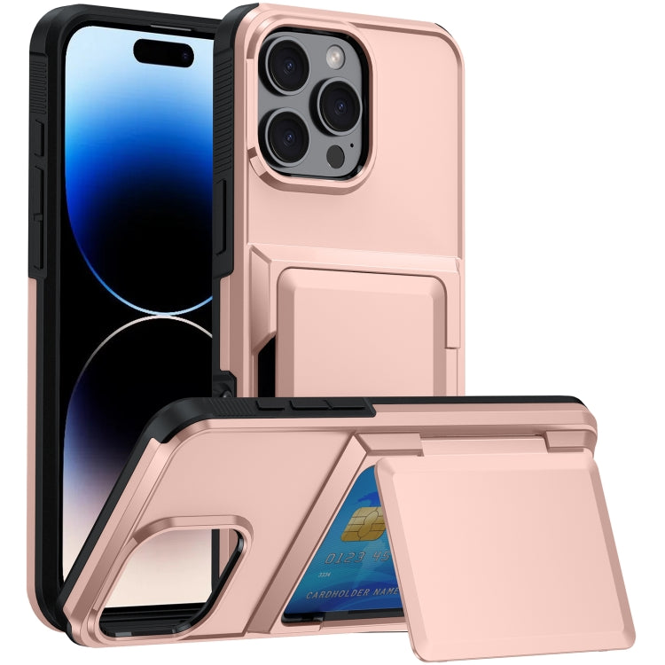 For iPhone 16 Pro Max Card Slot Holder Phone Case(Rose Gold) - iPhone 16 Pro Max Cases by buy2fix | Online Shopping UK | buy2fix