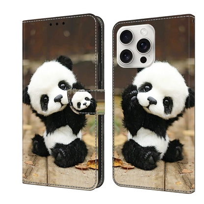 For iPhone 16 Pro Max Crystal Painted Leather Phone case(Panda) - iPhone 16 Pro Max Cases by buy2fix | Online Shopping UK | buy2fix