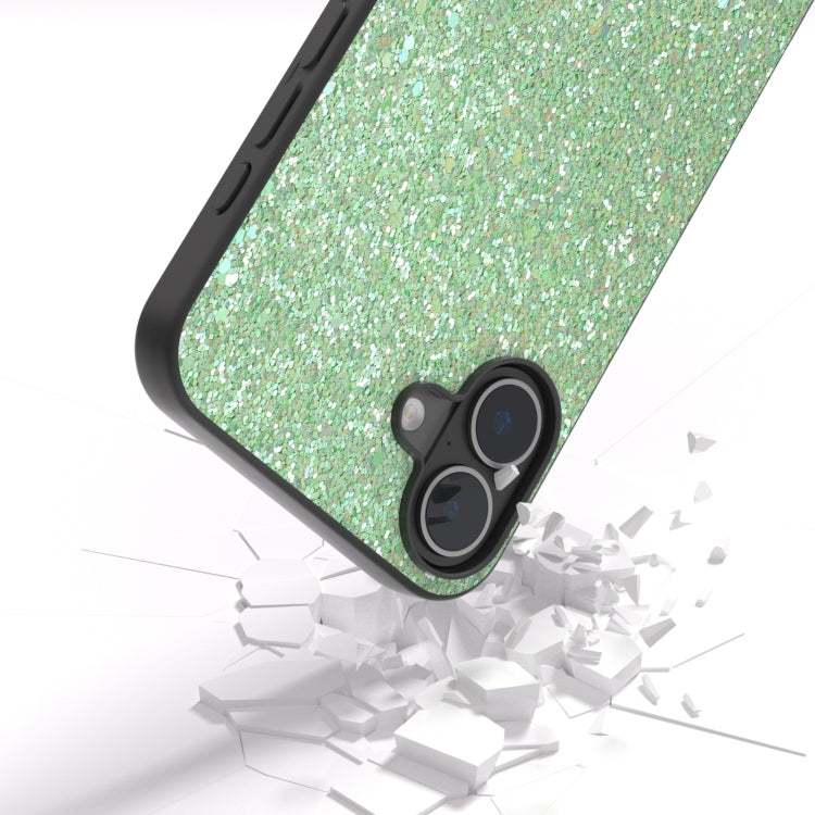 For iPhone 16 Plus Black Frame Colorful Glitter Phone Case(Dark Green) - iPhone 16 Plus Cases by buy2fix | Online Shopping UK | buy2fix